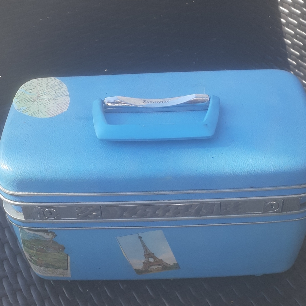 VTG SAMSONITE COSMETIC TRAIN CASE BLUE IT'S A BOY Makeup Luggage - Picture 2 of 12